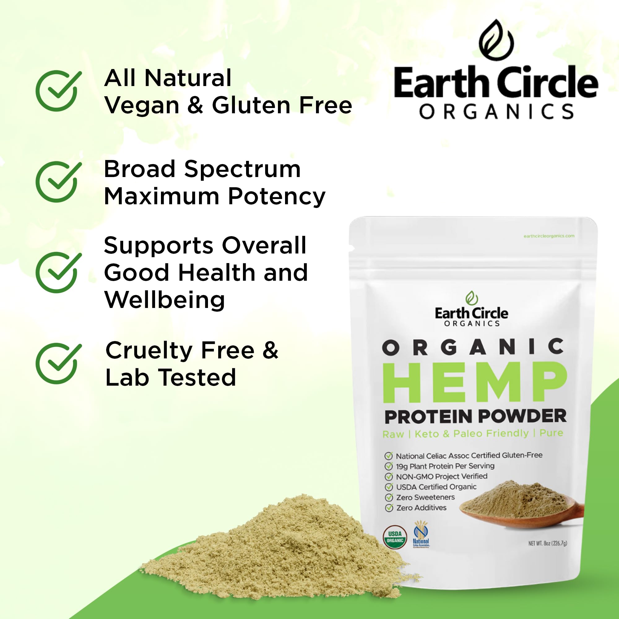 Earth Circle Organics hemp protein powder mixed into yogurt