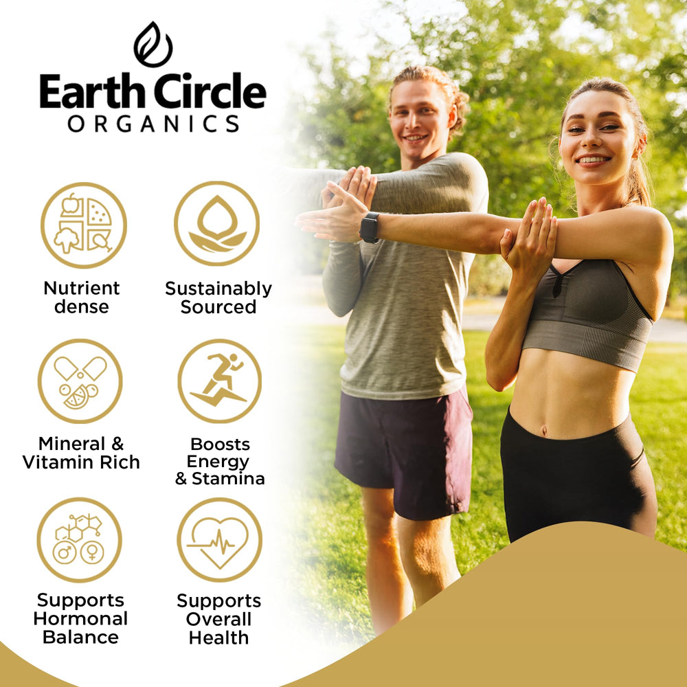 Earth Circle Organics Yellow Maca Powder packaging emphasizes sustainability.