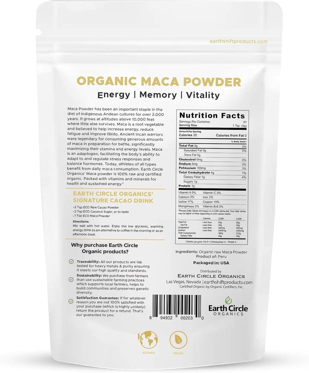 Earth Circle Organics Yellow Maca Powder scoop for quick shakes.