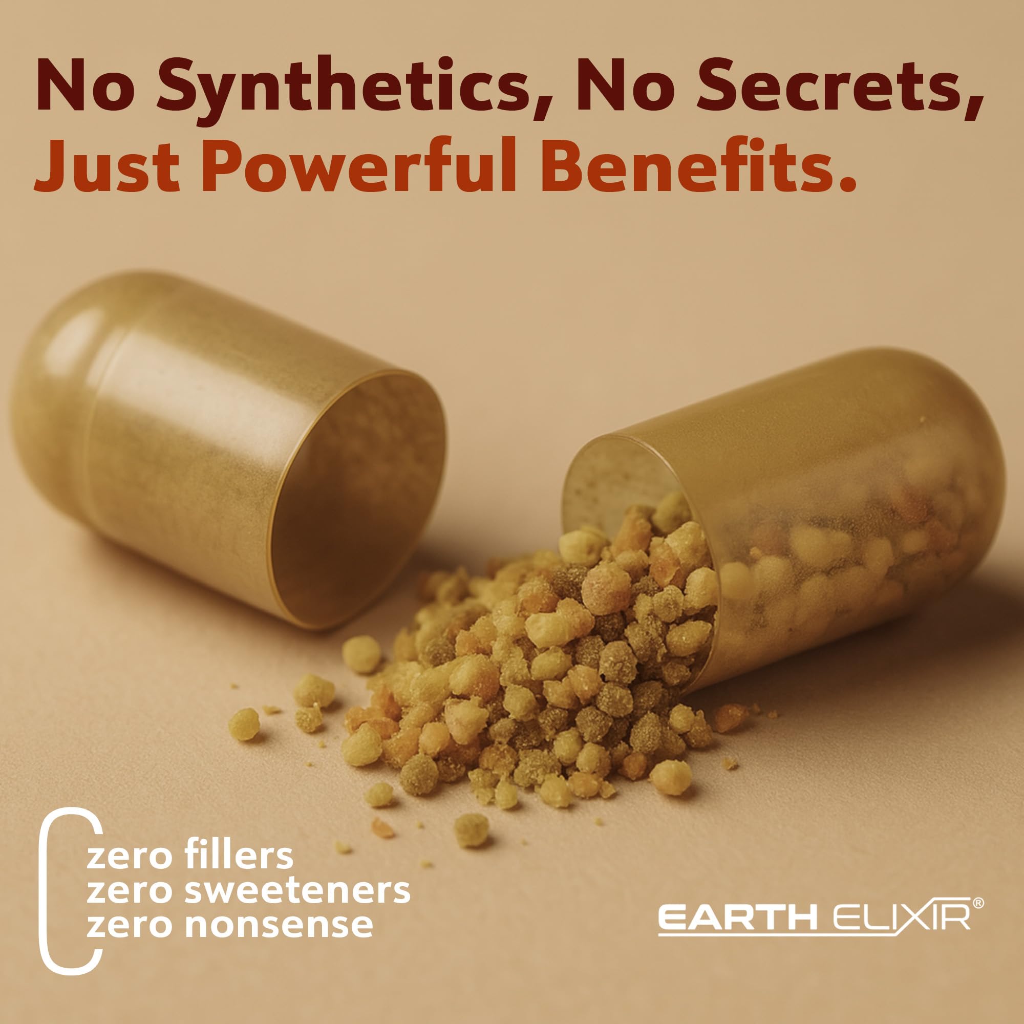 Earth Elixir bottle on a shelf showing convenient daily dose