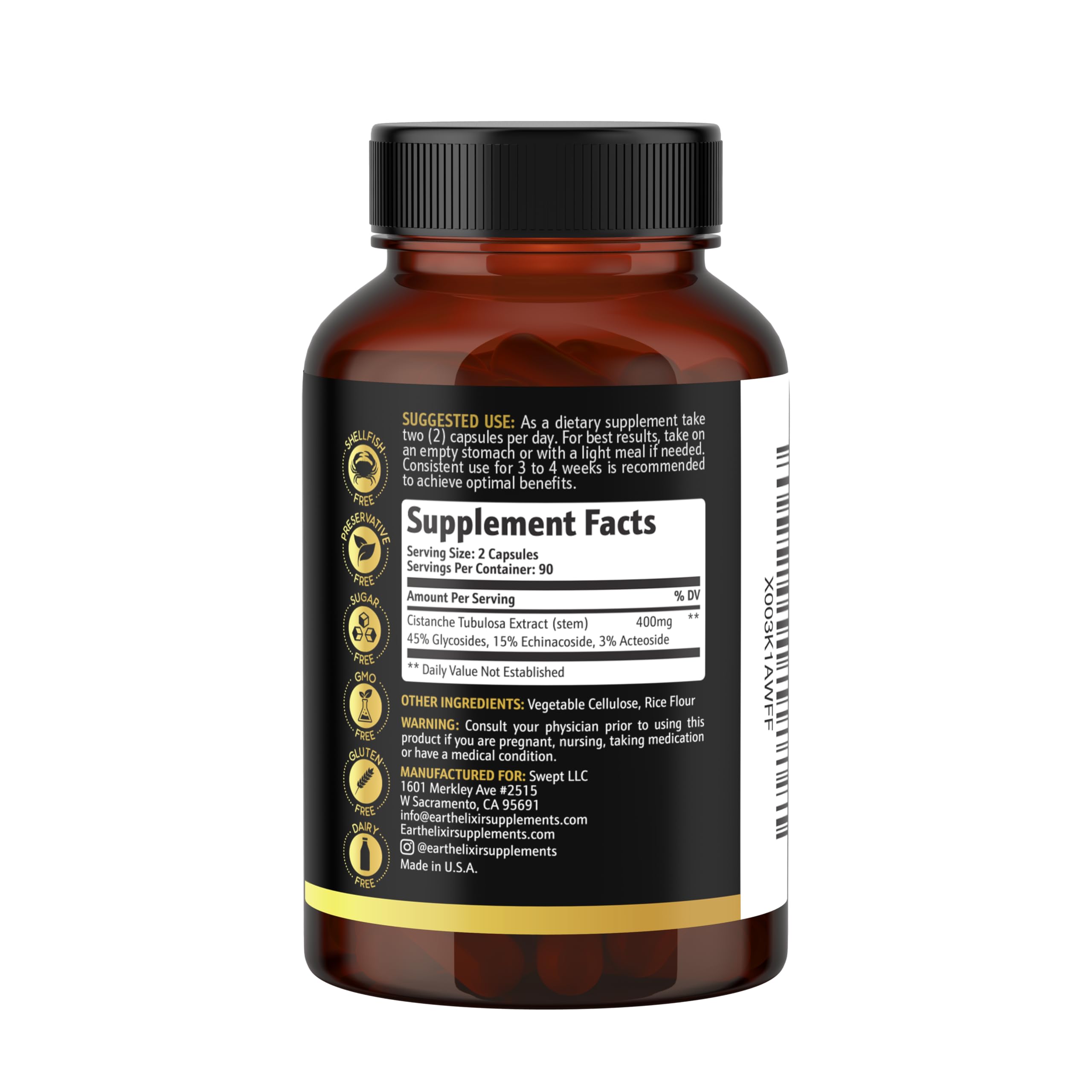 Earth Elixir Cistanche 3-month supply box conveys lasting value.