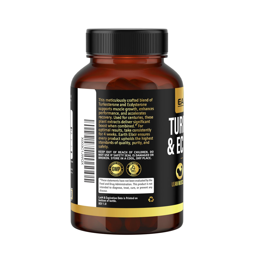 USA-made Earth Elixir packaging with third-party testing indicator.