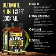 Earth Elixir magnesium glycinate 200mg capsules for gentle relaxation.