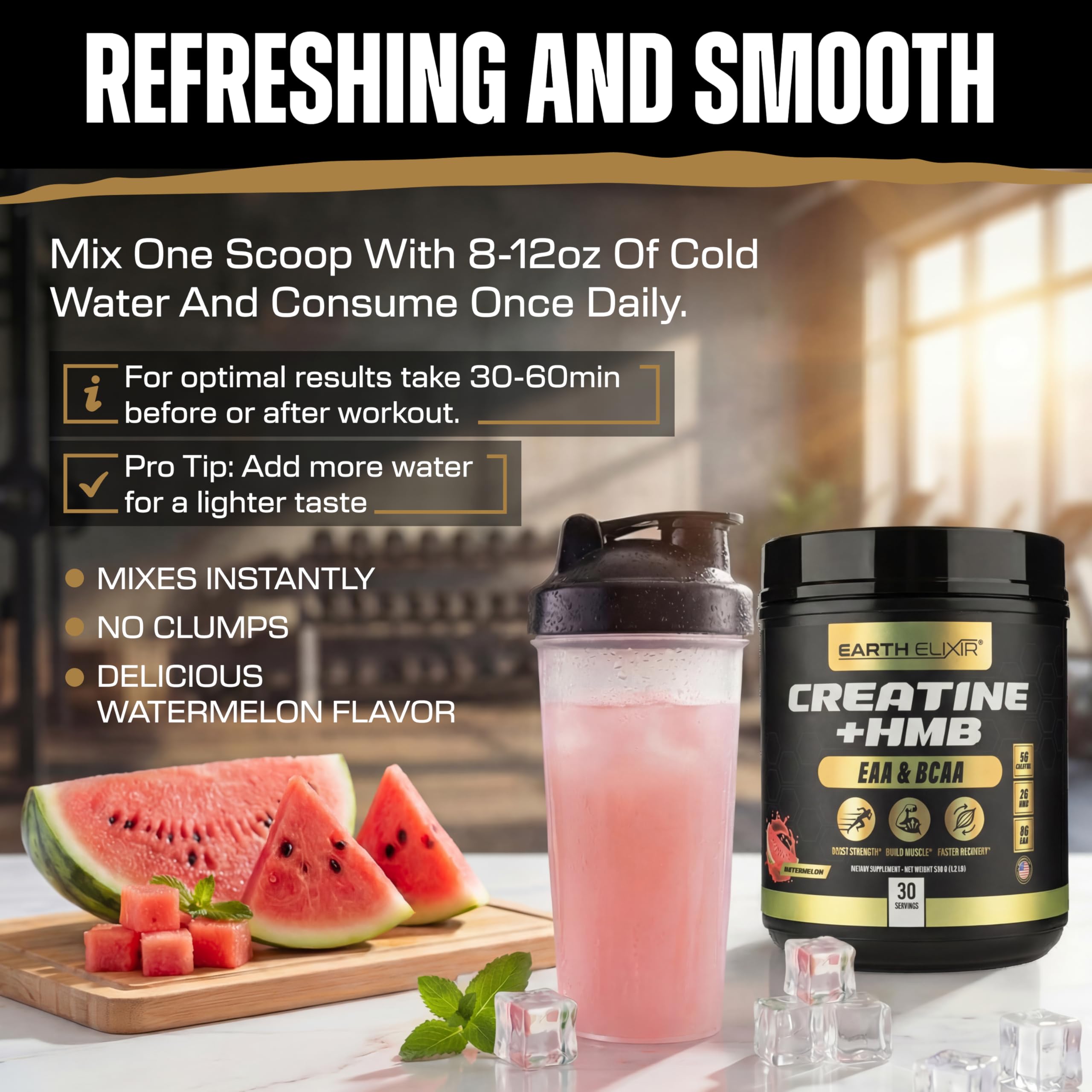 Earth Elixir shaker with powder mix ready for intra-workout use