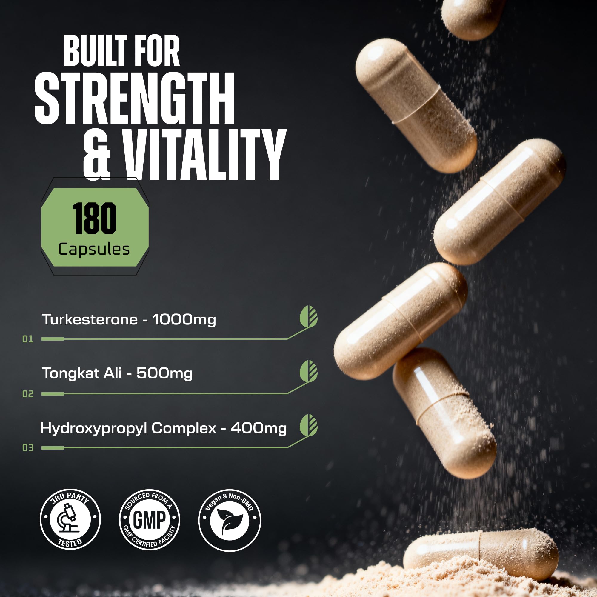 Earth Elixir Turkesterone Tongkat Ali bottle back label detailing quality