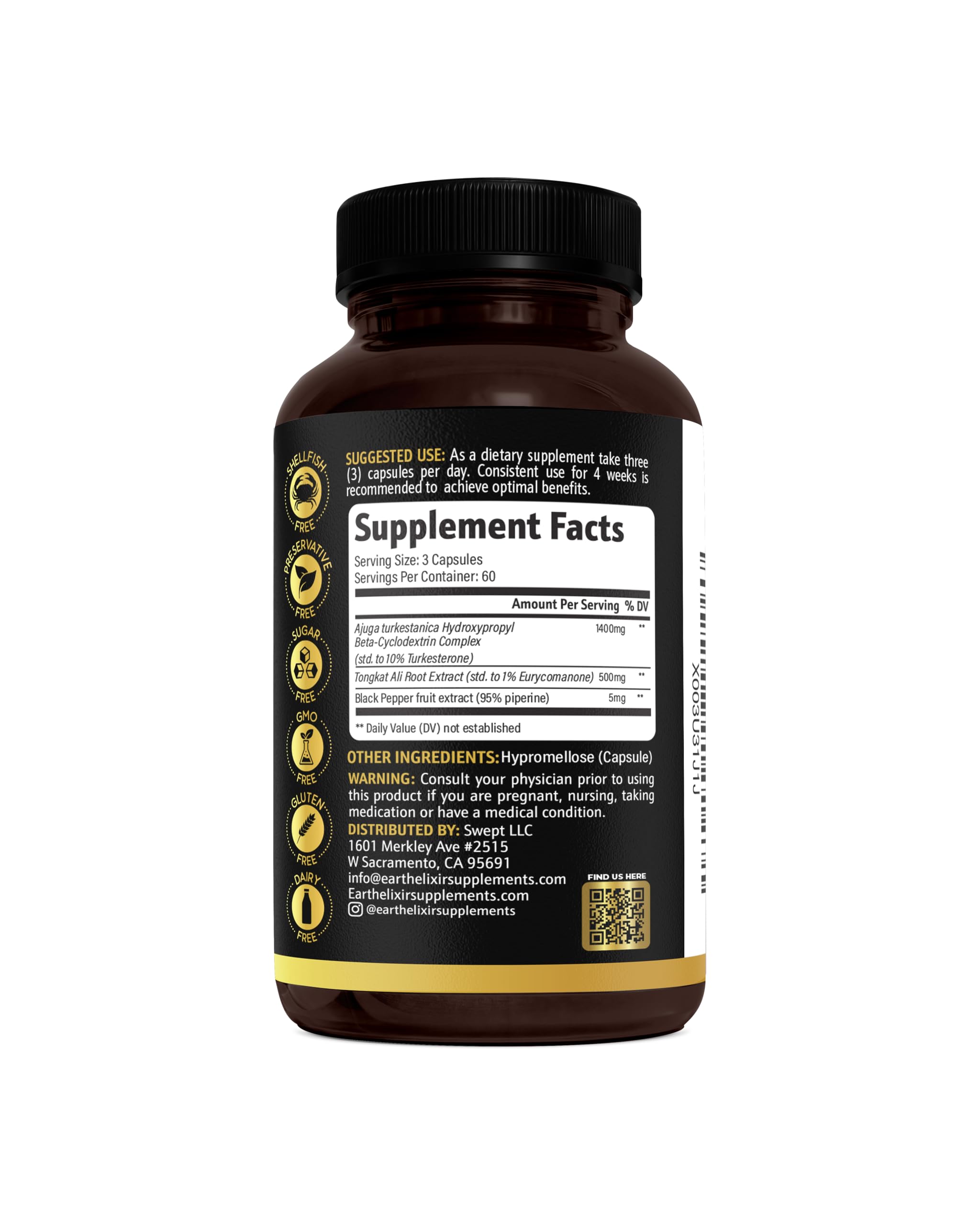 Earth Elixir Turkesterone Tongkat Ali dose scoop for easy training-cycle dosing