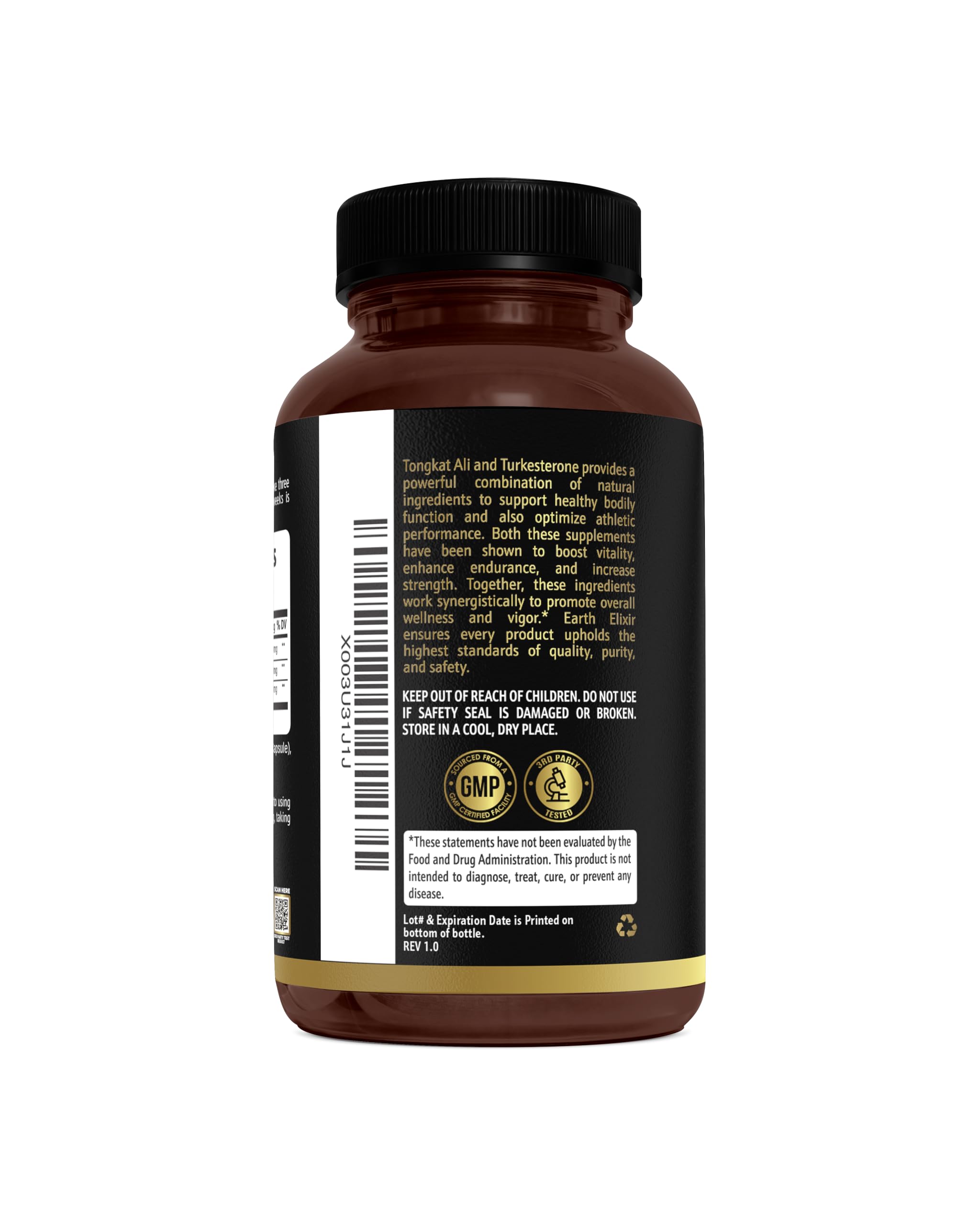Earth Elixir Turkesterone Tongkat Ali lifestyle shot suggesting energy during workouts