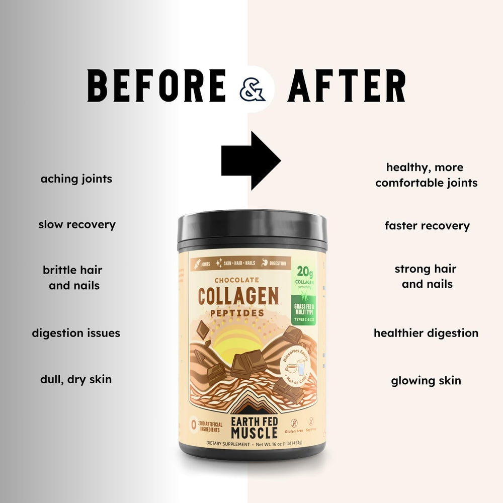 Earth Fed Muscle collagen powder in a bowl with spoon