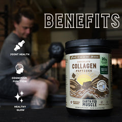 Earth Fed Muscle nutrition label of collagen powder detailing protein content