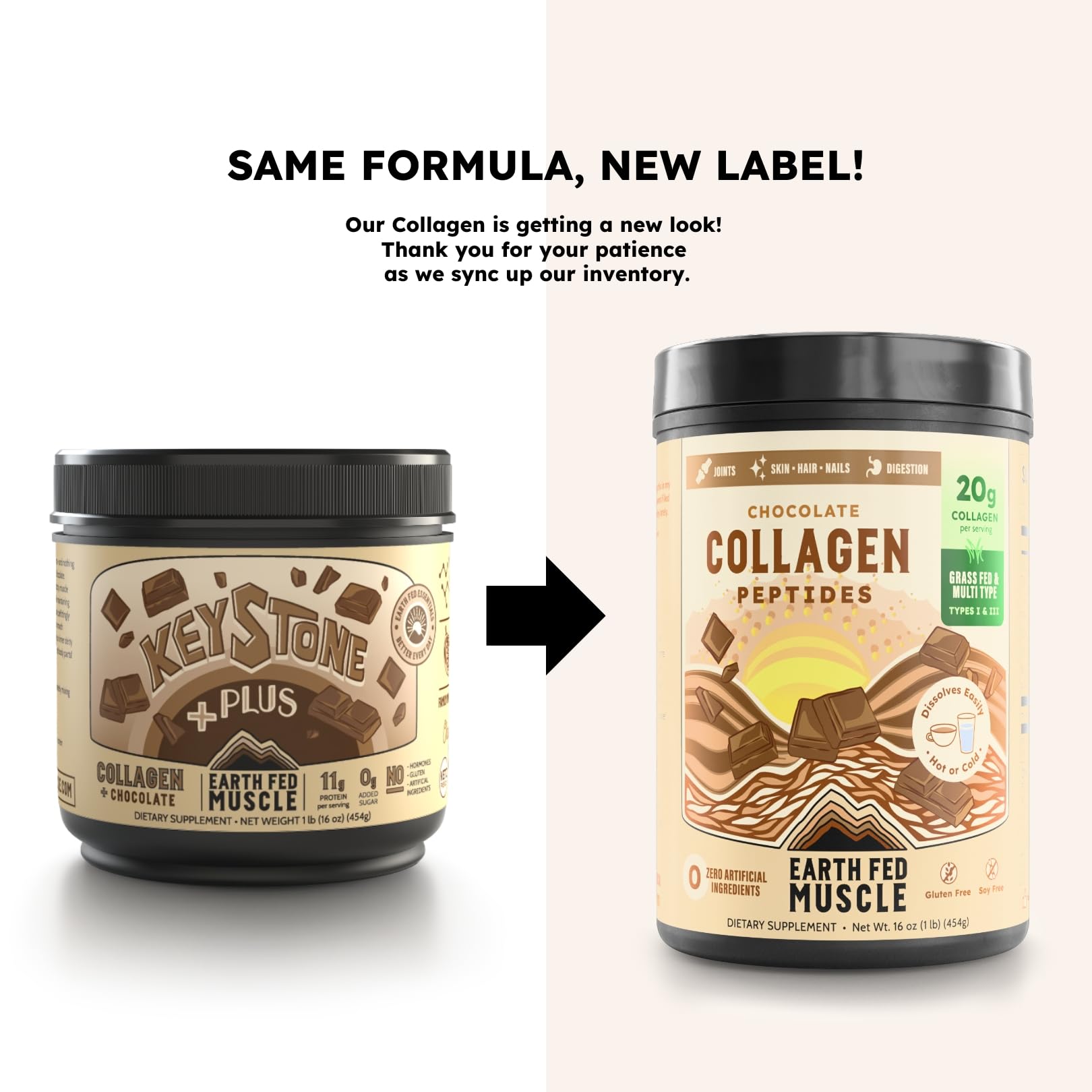 Earth Fed Muscle chocolate collagen powder pouring into a shaker