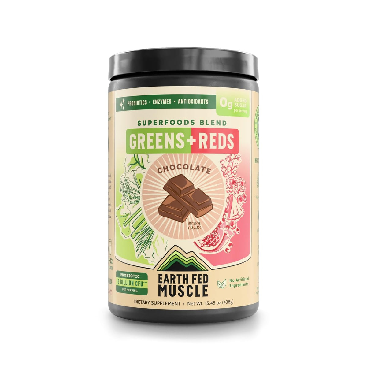 Earth Fed Muscle jar with scoop, convenient daily nutrition.