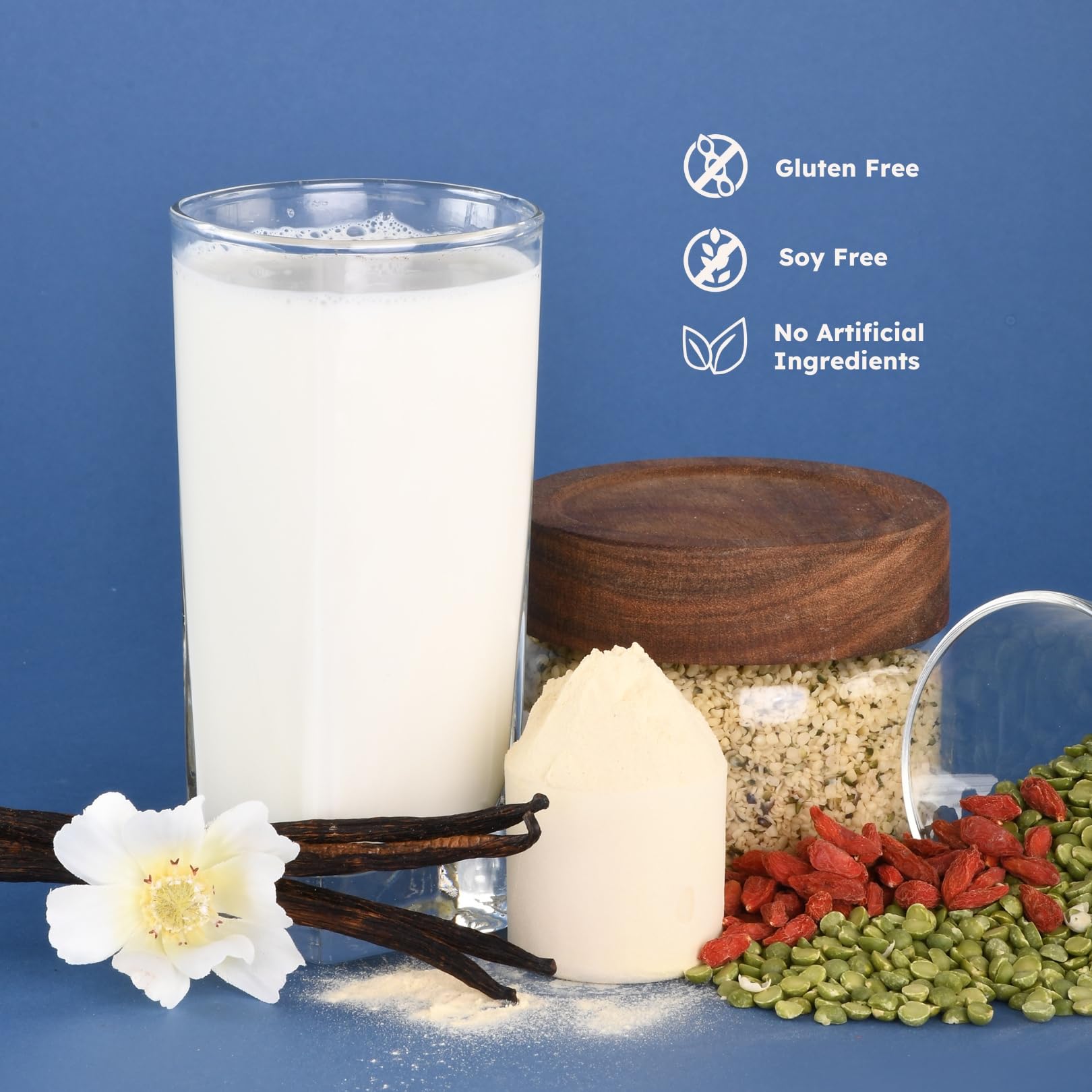 Earth Fed Muscle Common Ground organic pea-hemp-goji blend for plant protein variety.
