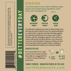 Earth Fed Muscle daily boost bottle ready for quick wellness routines.