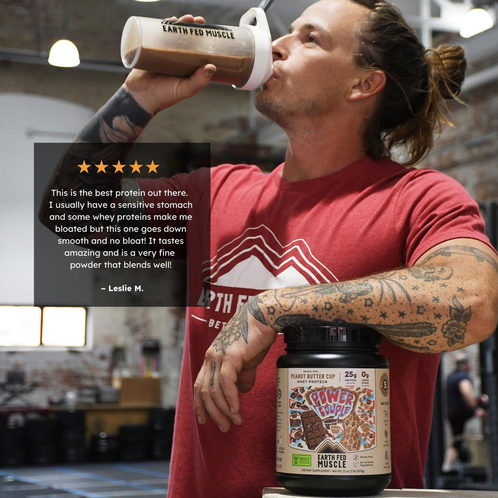Earth Fed Muscle Power Couple organic cocoa powder adds rich chocolate flavor.