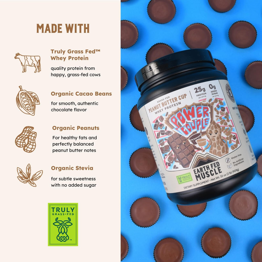 Earth Fed Muscle Power Couple organic peanut flour showcases clean ingredient base.