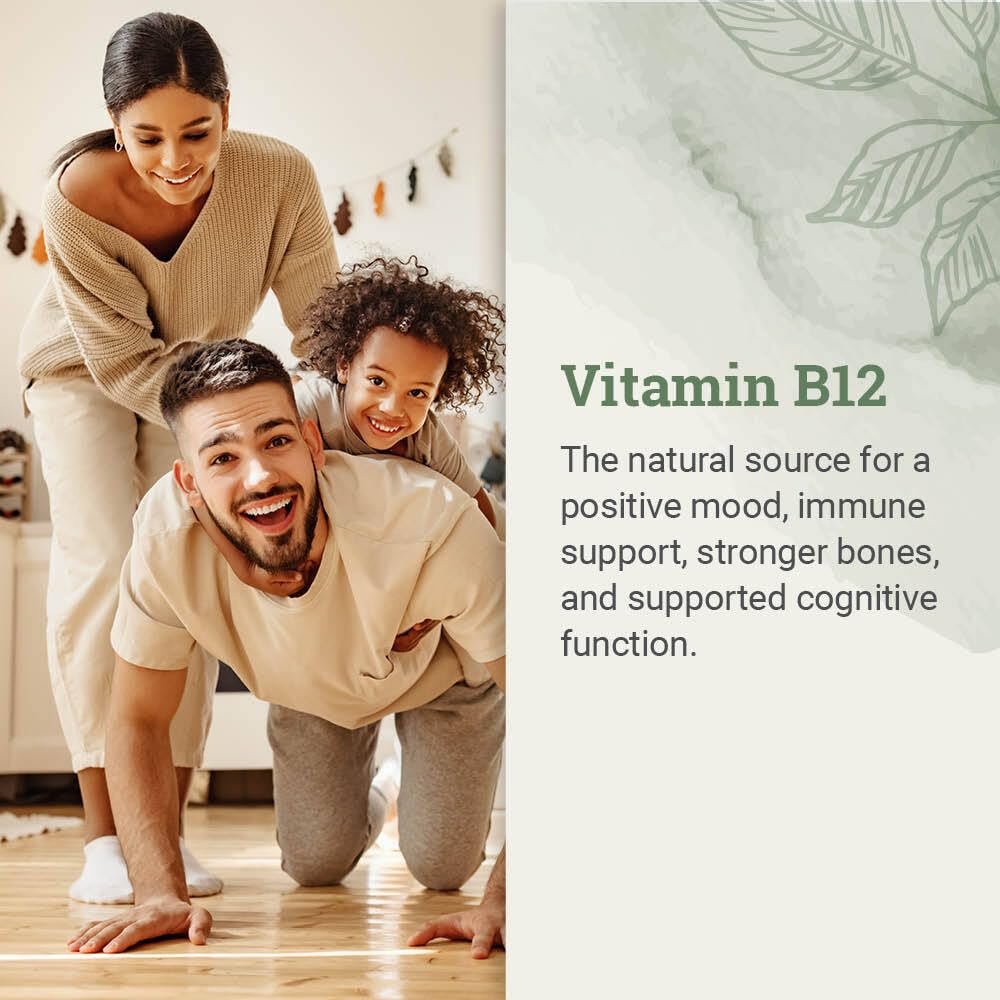 Earth Harmony Naturals B12 drops label closeup shows organic, vegan formula