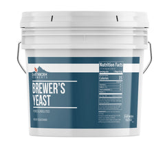 Earthborn Elements Brewer’s Yeast bucket closeup showing resealable packaging for easy storage.