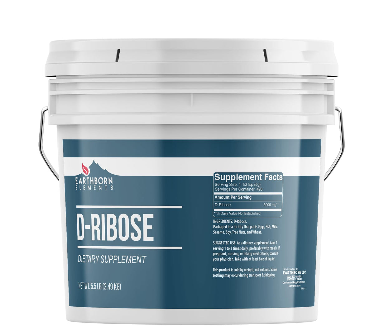 Earthborn Elements D-Ribose powder in resealable bucket ready for storage