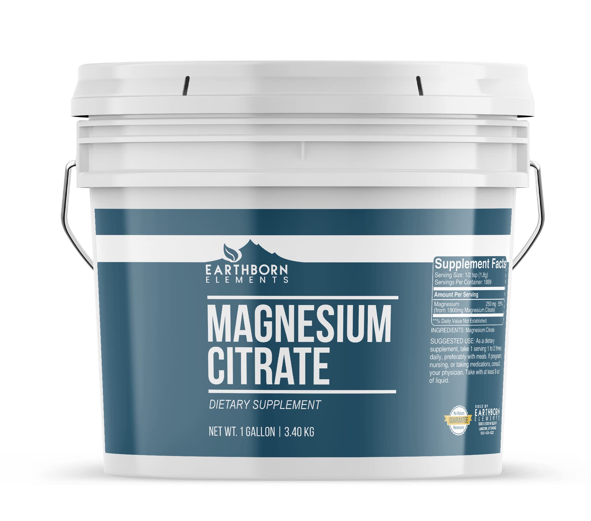 Earthborn Elements Magnesium Citrate bucket front for easy daily use.