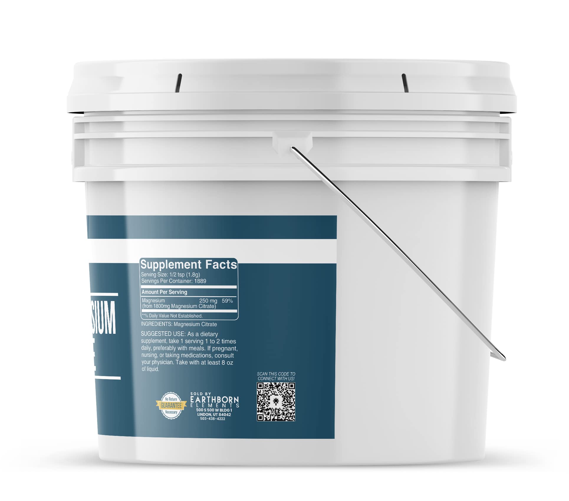 Measuring spoon with Earthborn Elements Magnesium Citrate for accurate dosing.