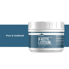 Earthborn Elements NAC powder texture close-up, fine undiluted formula.