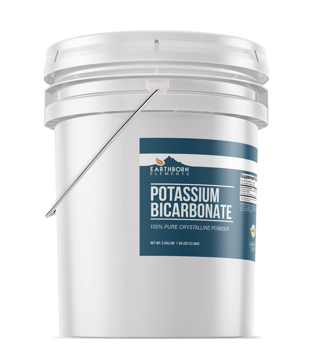 Earthborn Elements Potassium Bicarbonate powder showcases pure, undiluted form for versatile culinary uses.
