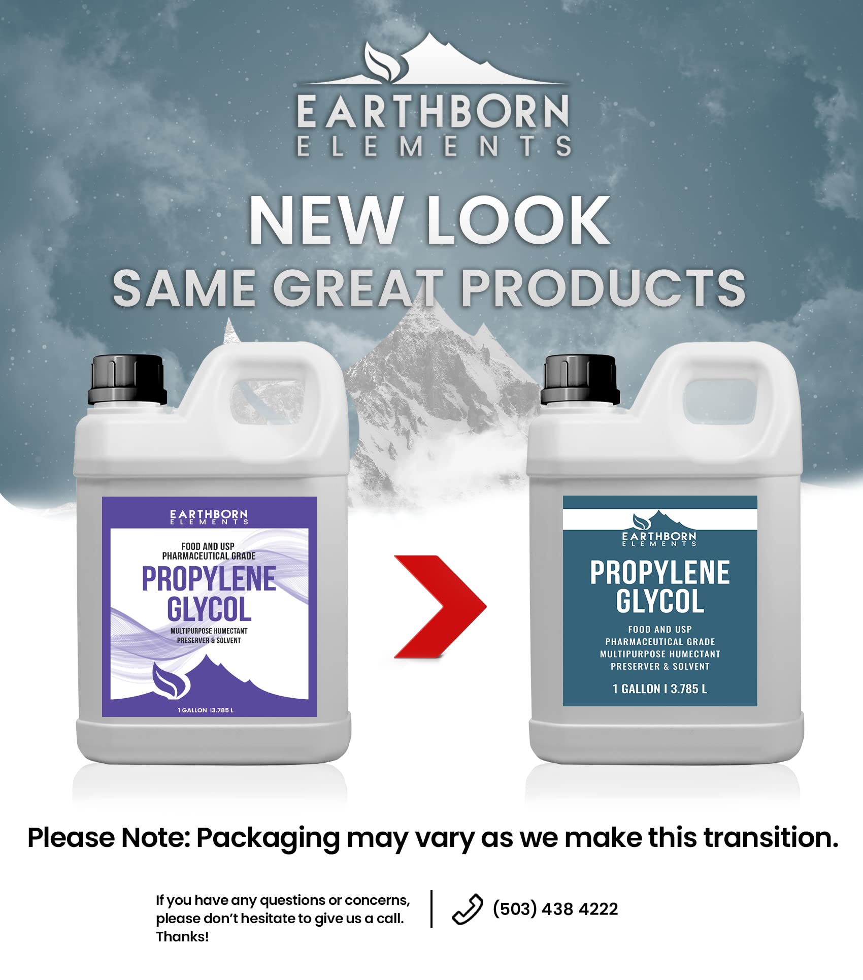 Earthborn Elements Propylene Glycol container on shelf conveys bulk, economical coolant base