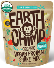 EarthChimp plain unsweetened protein powder jar, ideal for customizable smoothies.