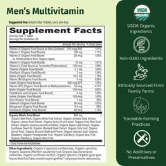 EarthFirst Organic Men’s Multi bottle view shows capsules for daily nutrition.