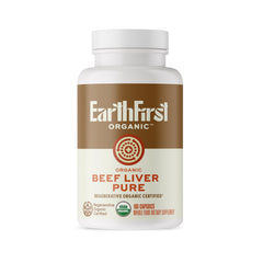 EarthFirst Organic Beef Liver Pure bottle with regenerative organic nutrition for daily energy support