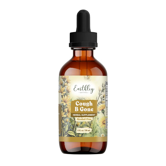 Earthley Wellness Cough-B-Gone bottle ready for family use and gentle relief.