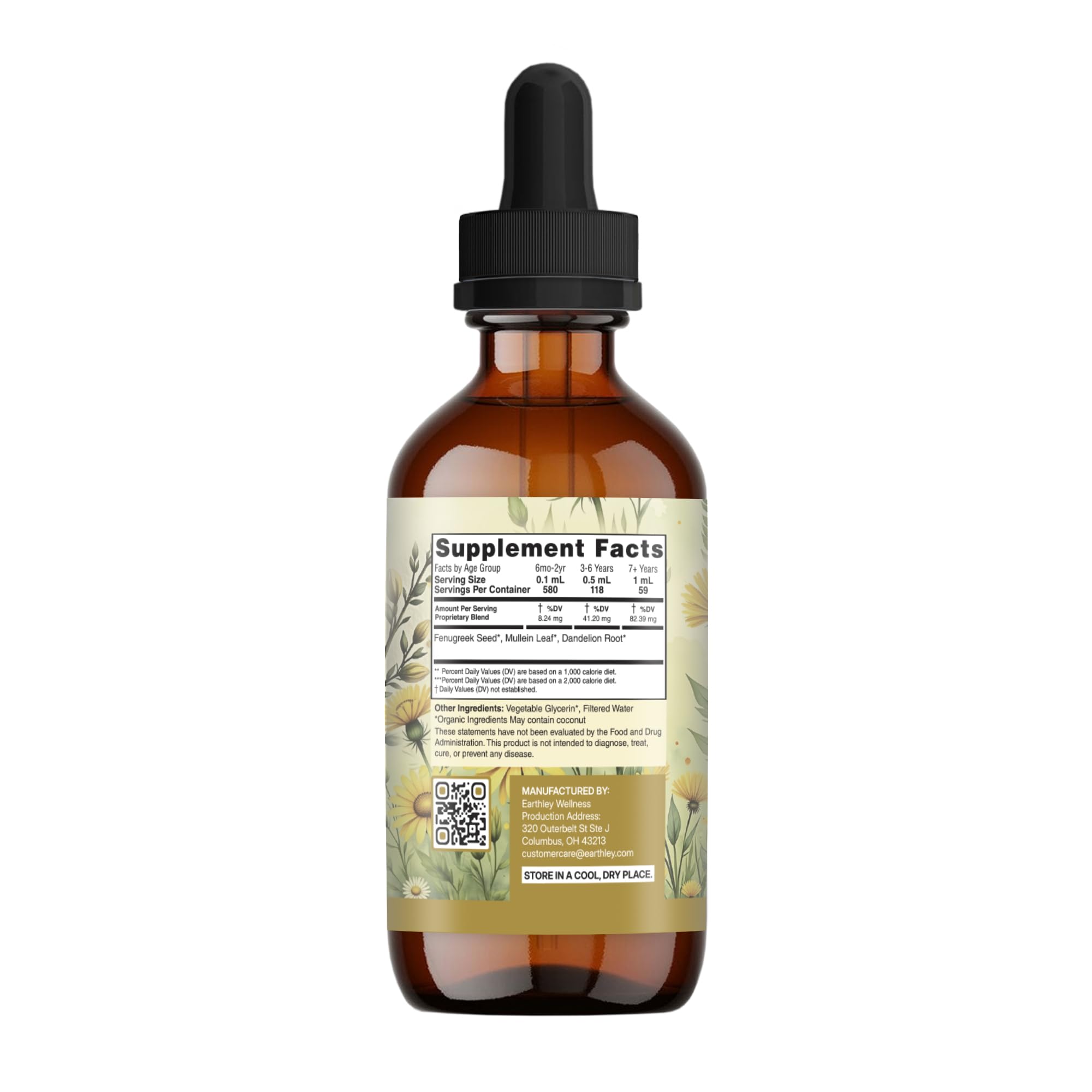 Earthley Cough-B-Gone dropper delivers precise herbal dosage for quick relief.