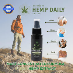 Earthly Body Hemp Daily organic hemp ingredient label highlights THC-free formula.