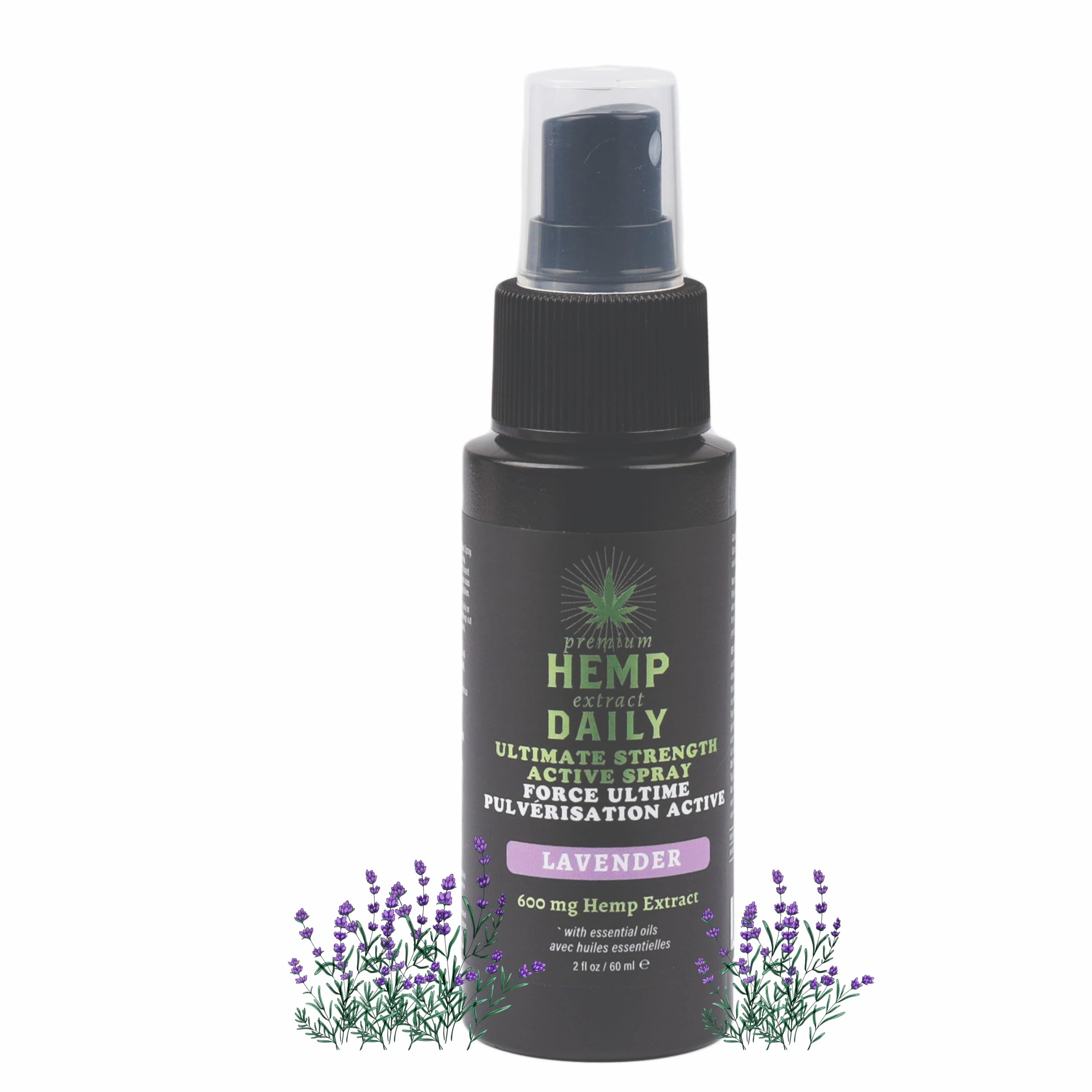 Earthly Body Hemp Daily Ultimate Strength spray bottle, ready for daily, mess-free use.
