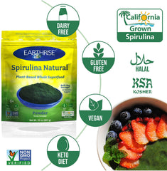 Earthrise Spirulina Powder in a kitchen setup for easy meal additions