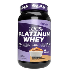 EAS 100% Platinum tub front — premium whey protein for lean muscle support
