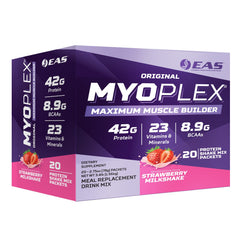 EAS Myoplex bottle with strawberry milkshake flavor ready for a post-workout shake