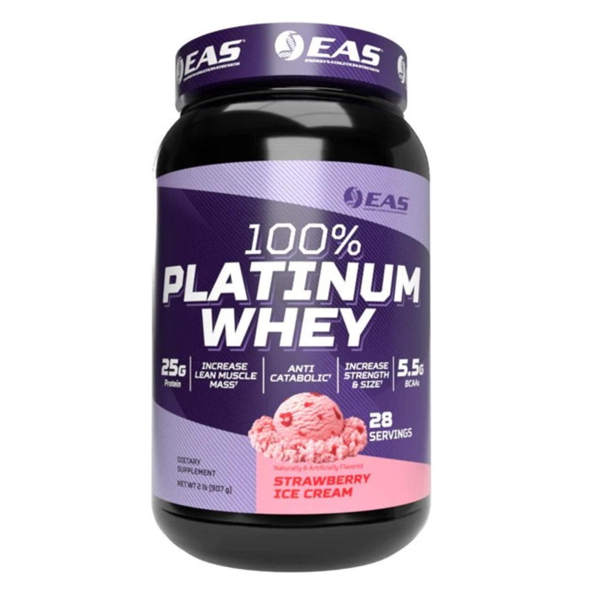 EAS Platinum whey tub front showing premium protein for muscle support
