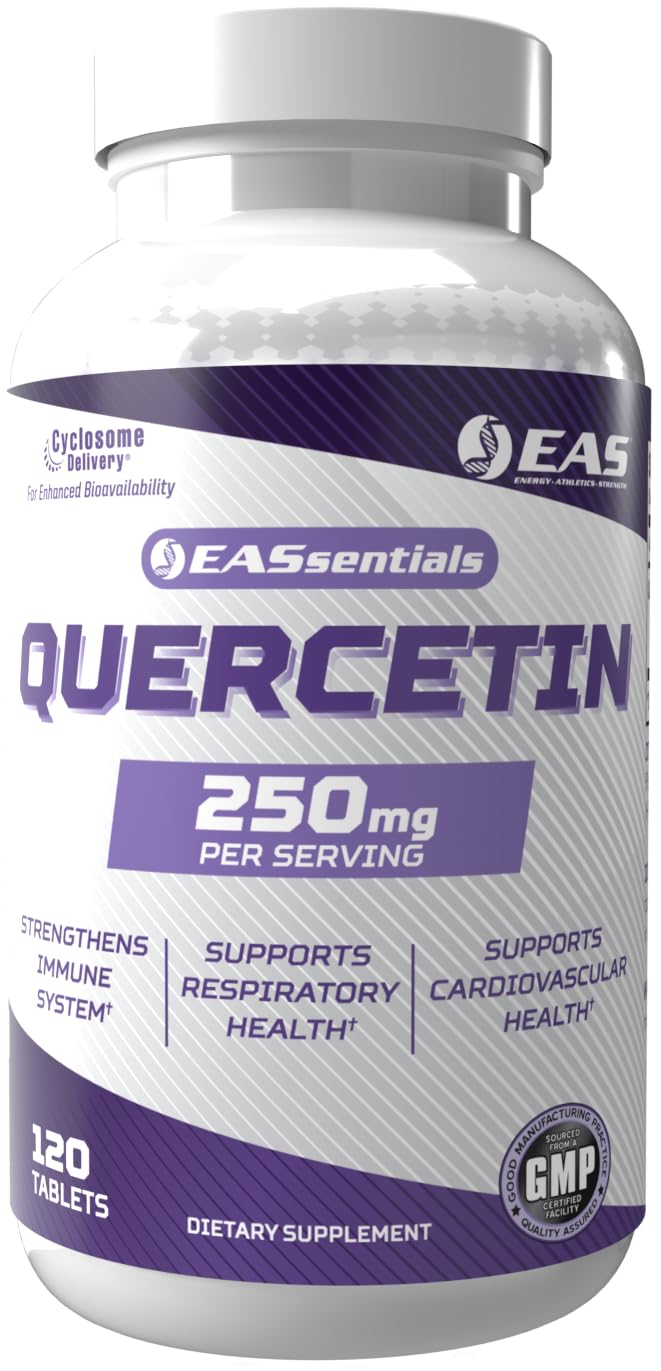 EAS Quercetin 250mg bottle front showing packaging and improved absorption concept