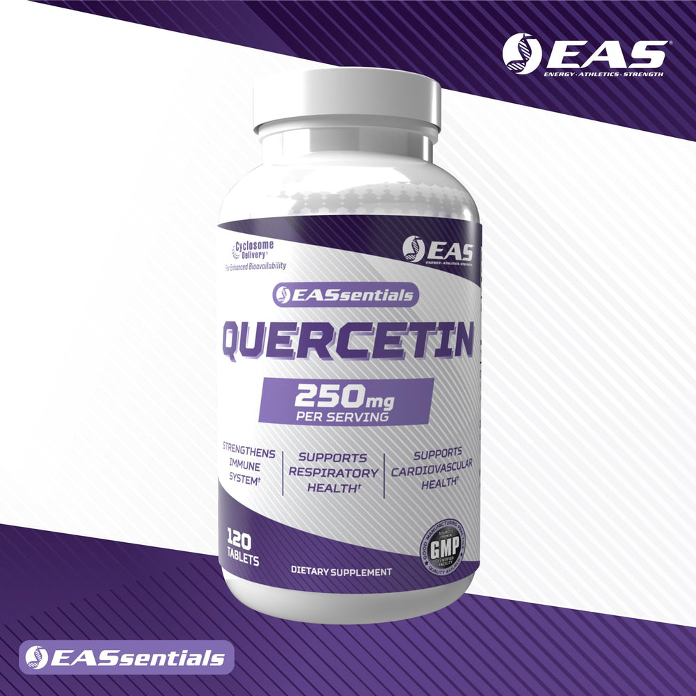 Label details of EAS Quercetin 250mg showing ingredients and cyclosome technology