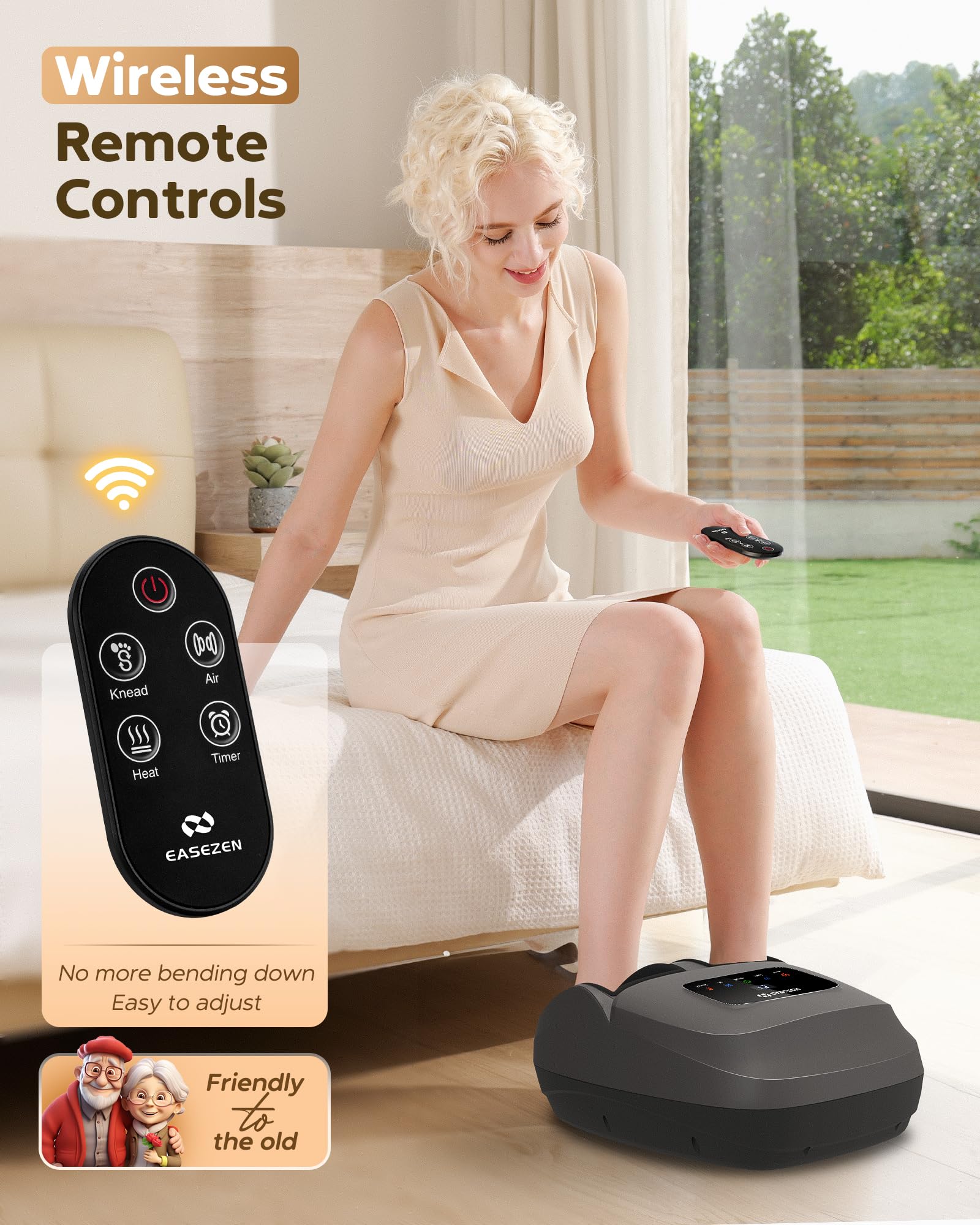 EaseZen massager showing adjustable air squeeze control for tailored compression