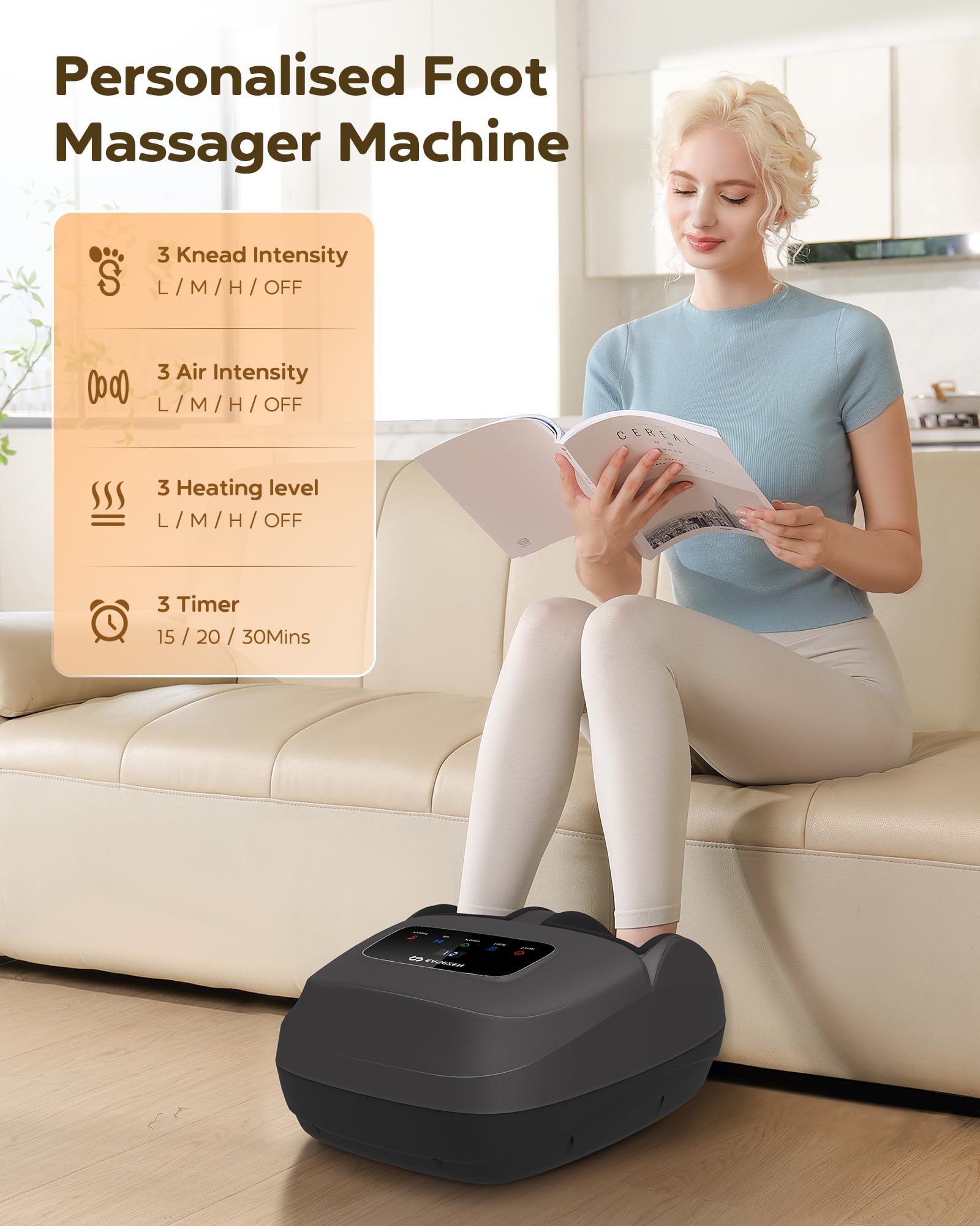 Close up of deep kneading action on the EaseZen foot massager