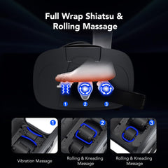 EaseZen massager highlighting rollers and vibration for feet.