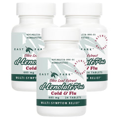 East Park d-Lenolate Plus bottle front, suggesting fast relief during seasonal health challenges.