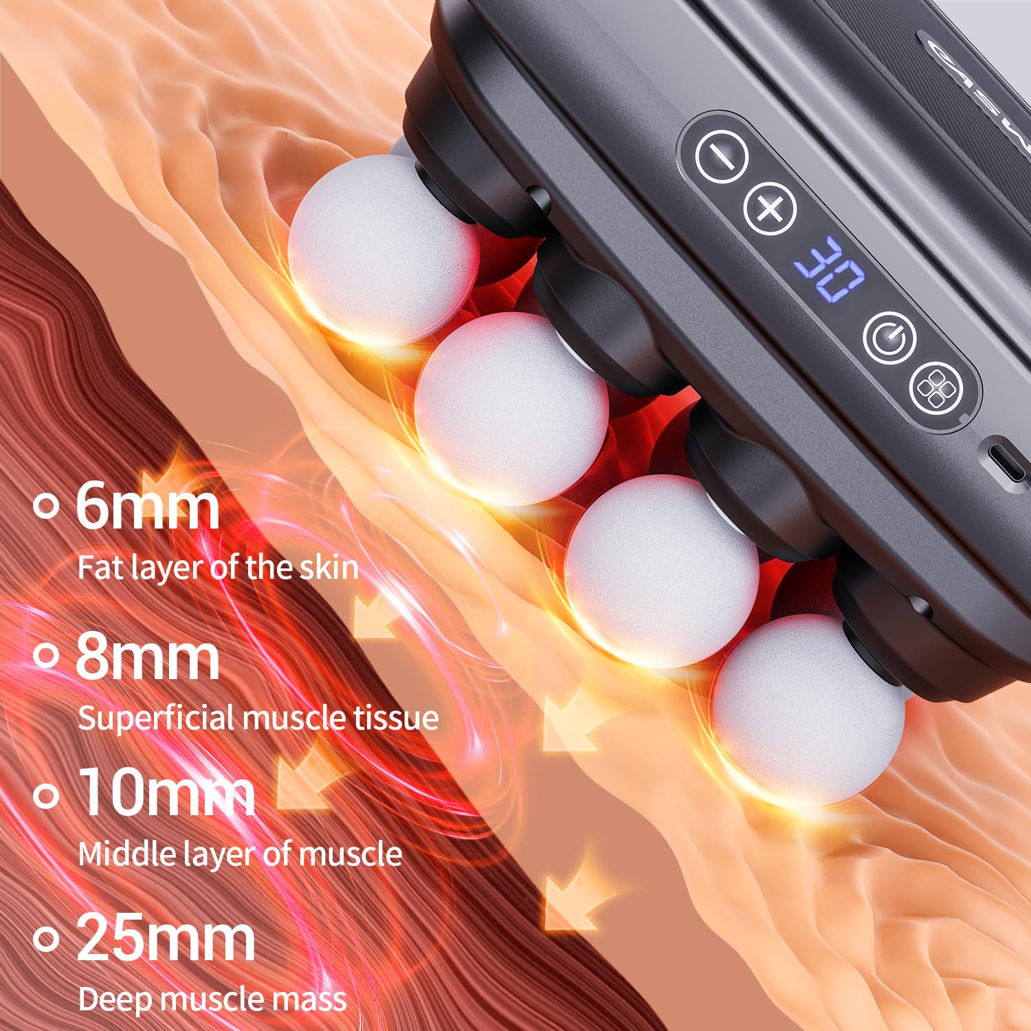 Easwe speed dial illustrating 30 adjustable speeds for personalized massage
