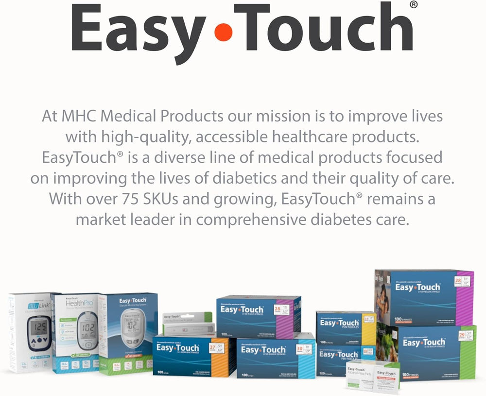 Package includes 300 Easy Touch test strips for extended home use.