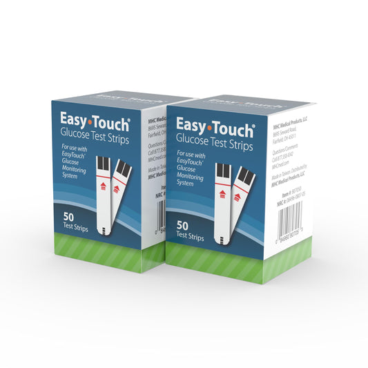 Easy Touch glucose test strips 100-count packaging for home use