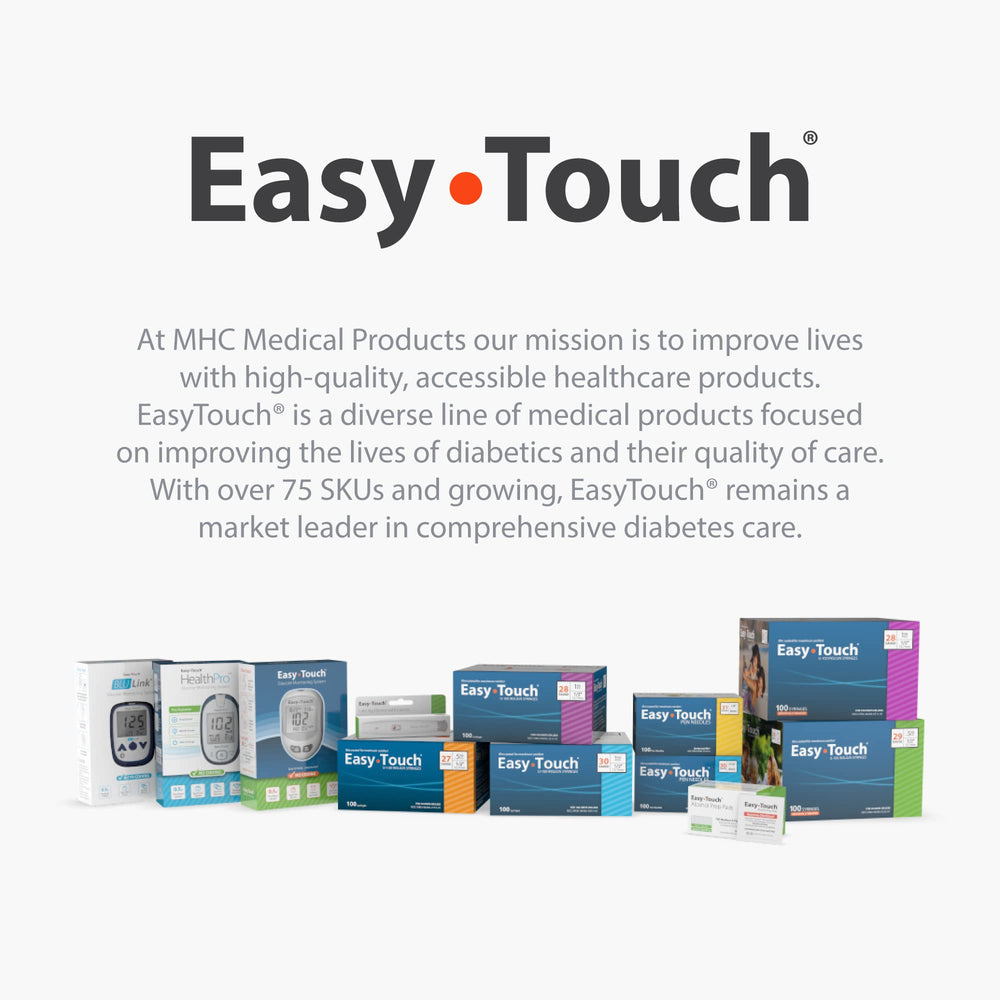 Easy Touch test strips in use with home diabetes monitoring setup