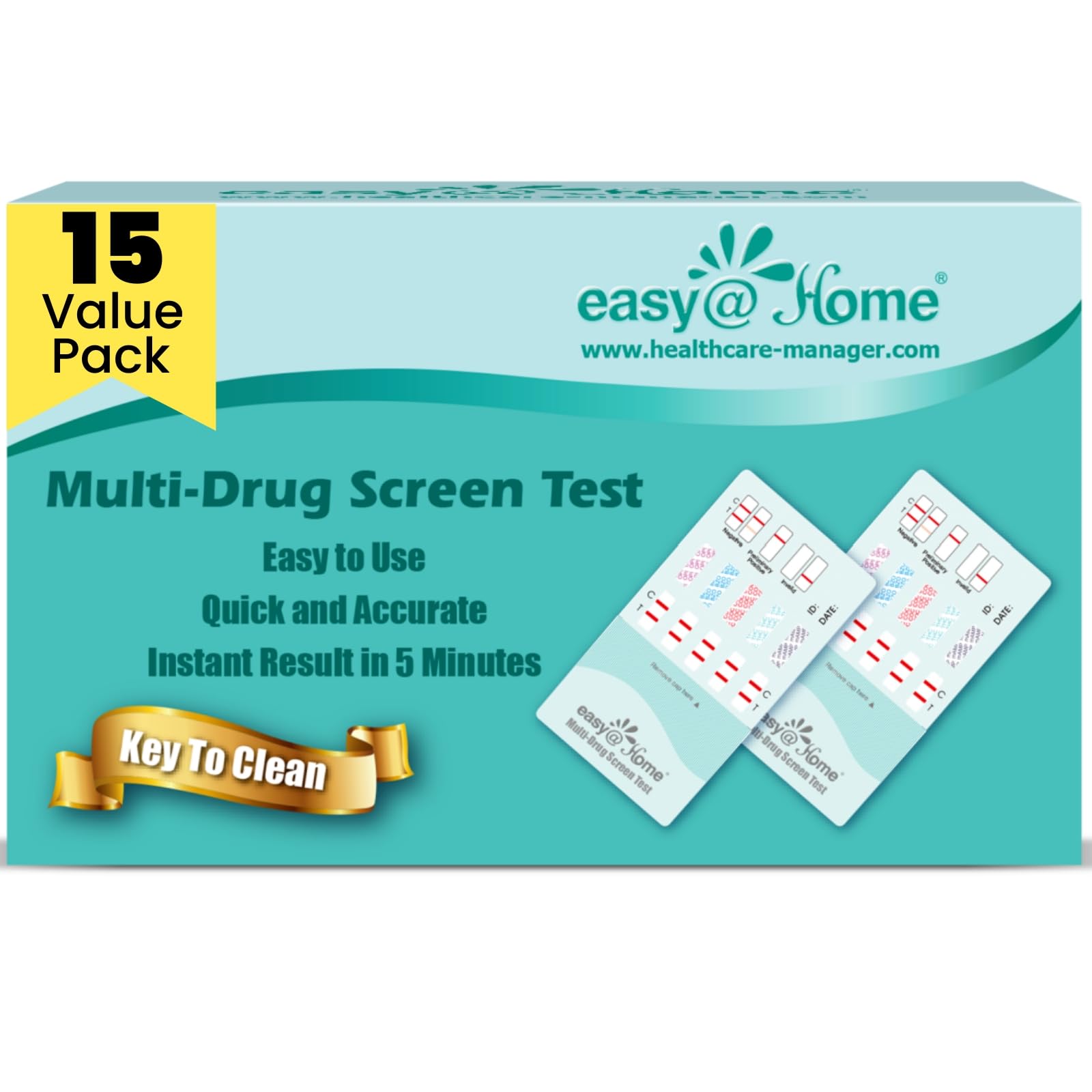 Easy@Home 5-panel urine dip test kit ready for quick home screening.