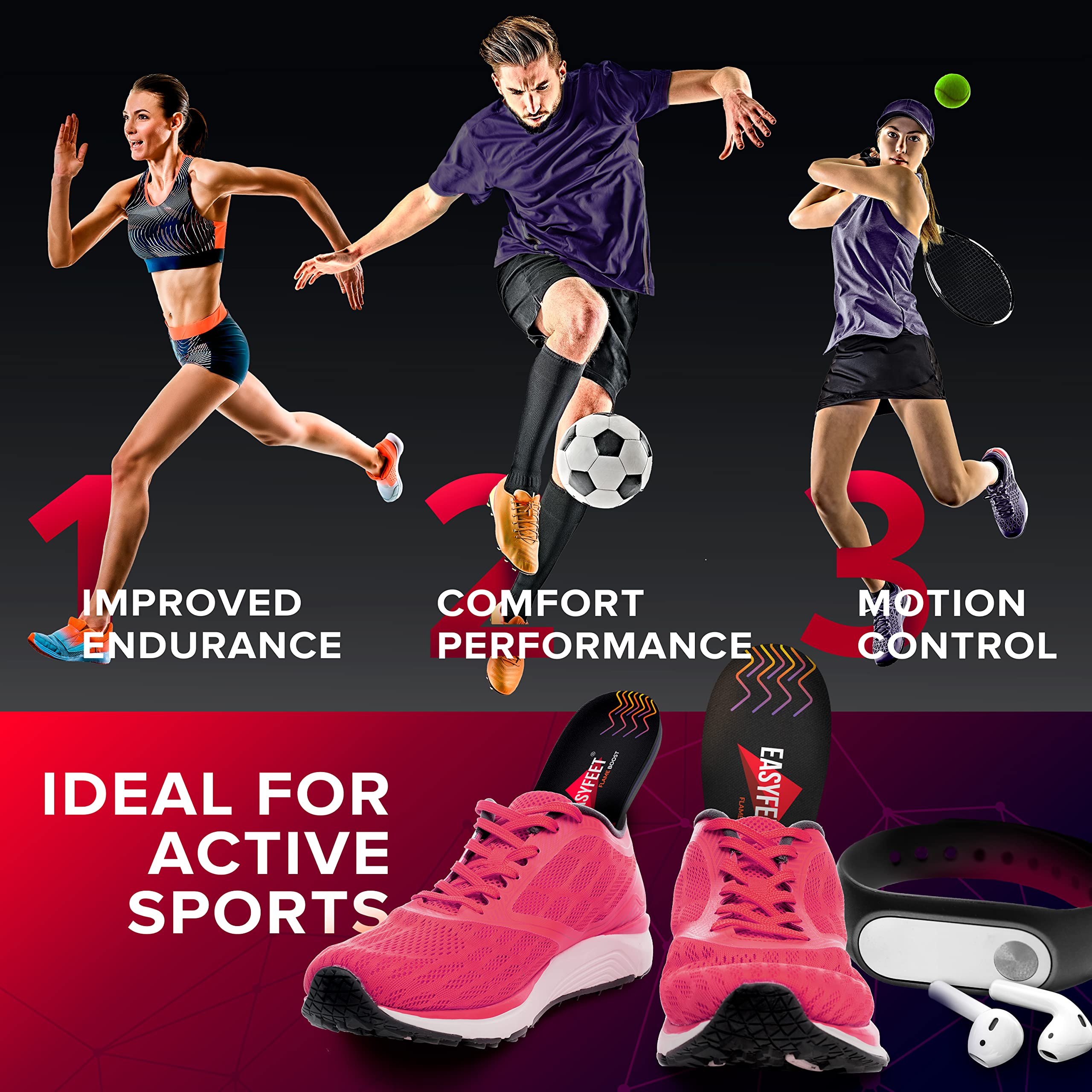 EASYFEET Flame Boost heel shock-absorption supports landing during jumping.